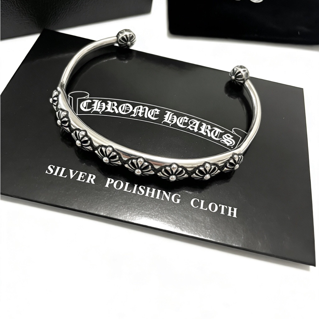 Brand New Chrome Hearts Classic Cross Pattern Open Cuff Bracelet